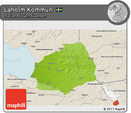 Physical 3D Map of Laholm Kommun, shaded relief outside