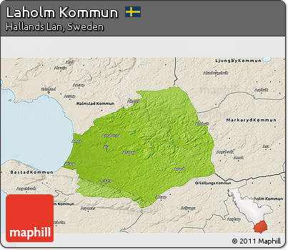 Physical 3D Map of Laholm Kommun, shaded relief outside