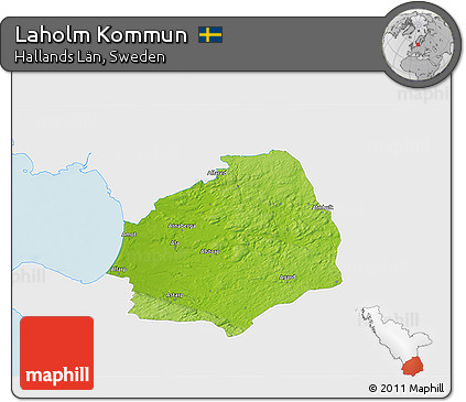 Physical 3D Map of Laholm Kommun, single color outside
