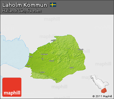 Physical 3D Map of Laholm Kommun, single color outside