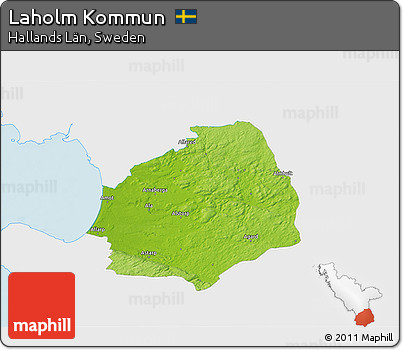 Physical 3D Map of Laholm Kommun, single color outside