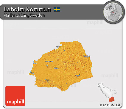 Political 3D Map of Laholm Kommun, cropped outside