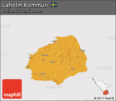 Political 3D Map of Laholm Kommun, cropped outside