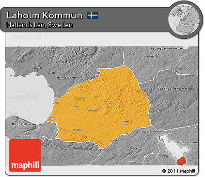 Political 3D Map of Laholm Kommun, desaturated