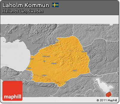 Political 3D Map of Laholm Kommun, desaturated