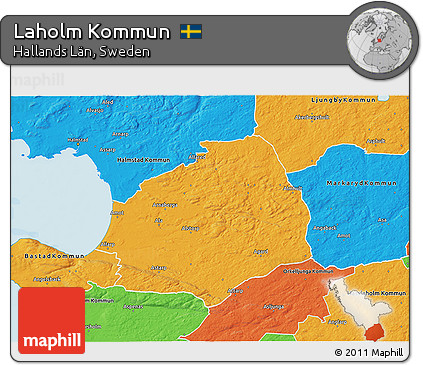 Political 3D Map of Laholm Kommun