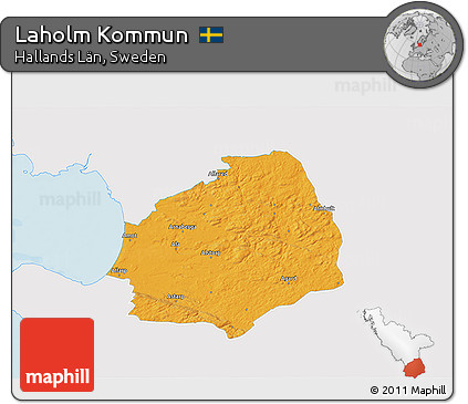 Political 3D Map of Laholm Kommun, single color outside