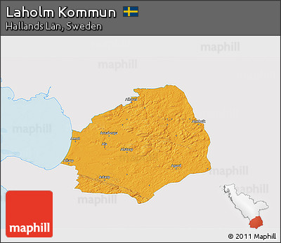 Political 3D Map of Laholm Kommun, single color outside