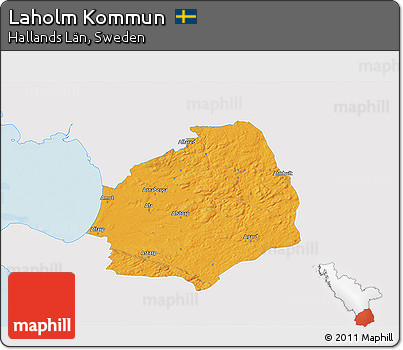 Political 3D Map of Laholm Kommun, single color outside