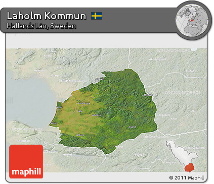 Satellite 3D Map of Laholm Kommun, lighten