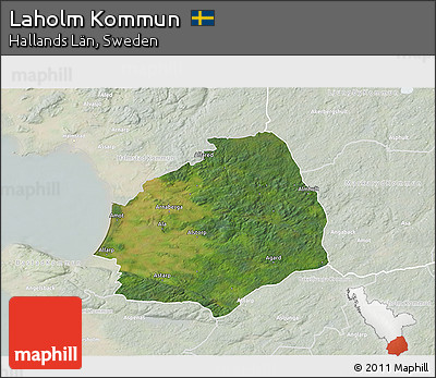 Satellite 3D Map of Laholm Kommun, lighten