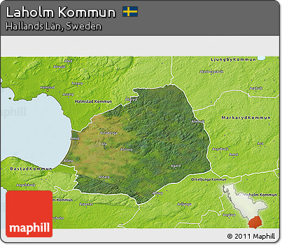 Satellite 3D Map of Laholm Kommun, physical outside