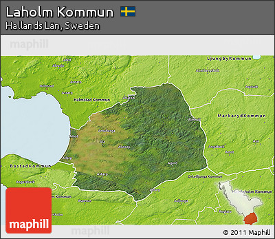 Satellite 3D Map of Laholm Kommun, physical outside