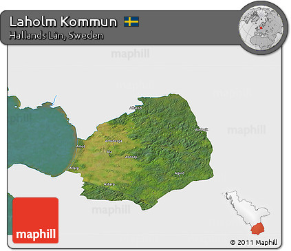 Satellite 3D Map of Laholm Kommun, single color outside