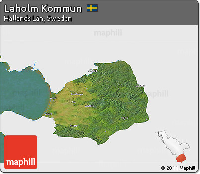 Satellite 3D Map of Laholm Kommun, single color outside