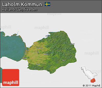 Satellite 3D Map of Laholm Kommun, single color outside