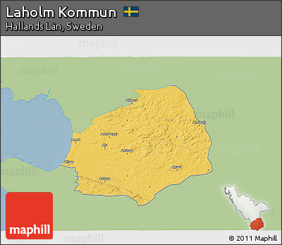 Savanna Style 3D Map of Laholm Kommun, single color outside