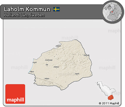 Shaded Relief 3D Map of Laholm Kommun, cropped outside