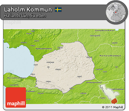 Shaded Relief 3D Map of Laholm Kommun, physical outside