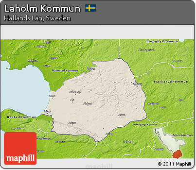 Shaded Relief 3D Map of Laholm Kommun, physical outside