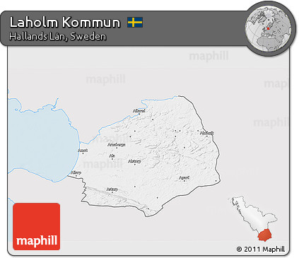 Silver Style 3D Map of Laholm Kommun, single color outside
