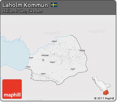 Silver Style 3D Map of Laholm Kommun, single color outside