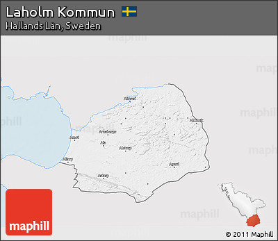 Silver Style 3D Map of Laholm Kommun, single color outside