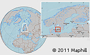 Gray Location Map of Laholm Kommun, within the entire country, hill shading