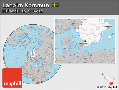 Gray Location Map of Laholm Kommun, highlighted country