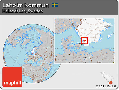 Gray Location Map of Laholm Kommun, highlighted country