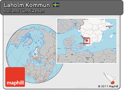 Gray Location Map of Laholm Kommun, highlighted country, highlighted parent region