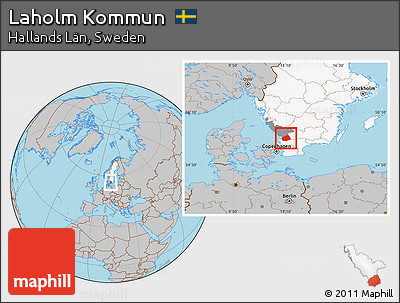 Gray Location Map of Laholm Kommun, highlighted country, highlighted parent region