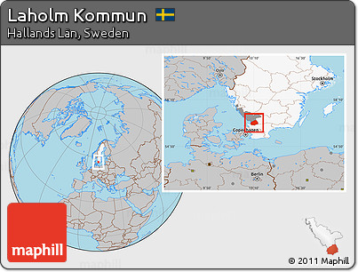 Gray Location Map of Laholm Kommun, highlighted country, highlighted parent region