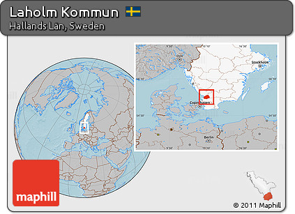 Gray Location Map of Laholm Kommun, highlighted country, hill shading