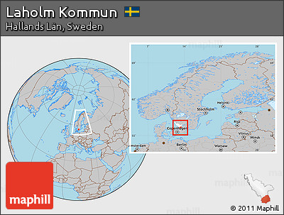 Gray Location Map of Laholm Kommun, highlighted parent region, within the entire country