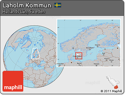 Gray Location Map of Laholm Kommun, highlighted parent region, within the entire country