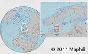Gray Location Map of Laholm Kommun, highlighted parent region, within the entire country, hill shading