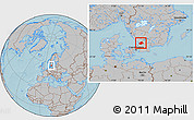Gray Location Map of Laholm Kommun, hill shading