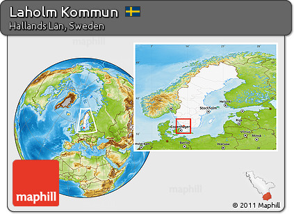 Physical Location Map of Laholm Kommun, highlighted country, within the entire country
