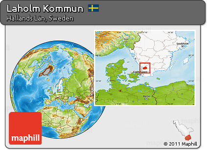 Physical Location Map of Laholm Kommun, highlighted country