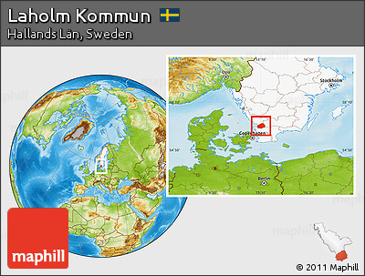 Physical Location Map of Laholm Kommun, highlighted country