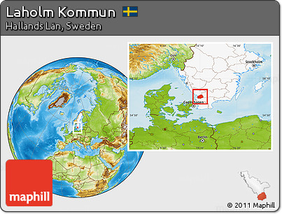 Physical Location Map of Laholm Kommun, highlighted country