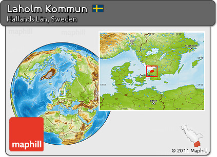 Physical Location Map of Laholm Kommun, highlighted parent region