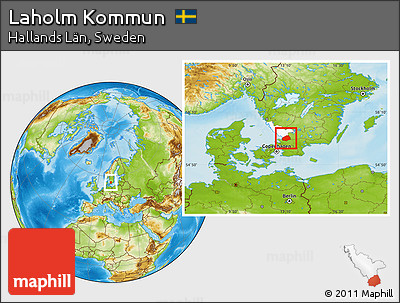 Physical Location Map of Laholm Kommun, highlighted parent region