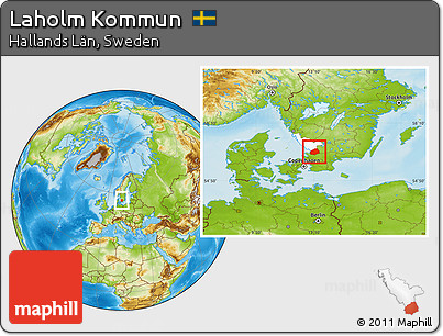 Physical Location Map of Laholm Kommun, highlighted parent region