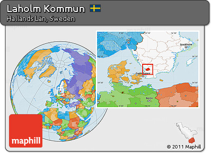 Political Location Map of Laholm Kommun, highlighted country