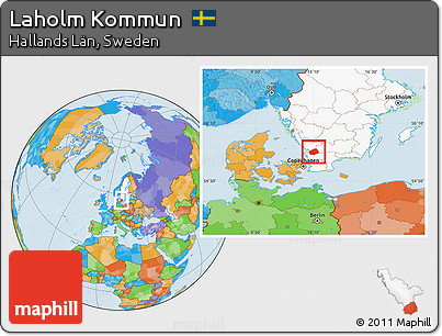 Political Location Map of Laholm Kommun, highlighted country