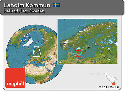 Satellite Location Map of Laholm Kommun, within the entire country