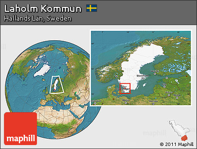 Satellite Location Map of Laholm Kommun, highlighted country, highlighted parent region, within the entire country