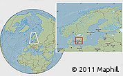 Savanna Style Location Map of Laholm Kommun, within the entire country, hill shading